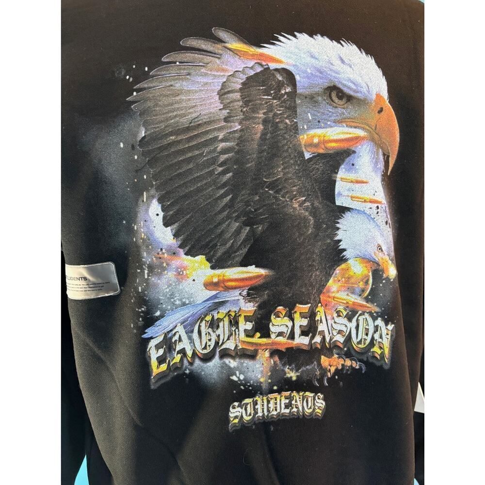 NWT Students Golf Eagle Season Crewneck Pullover Black Graphics 100% Cotton XL